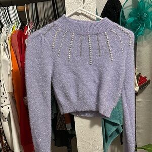 Forever 21 Lavender Sweater with Pearl Accents